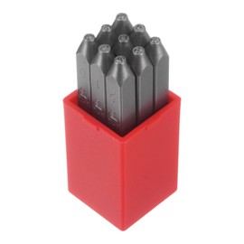 HARFINGTON 9pcs Number Stamp Set 1/16" 1.5mm High Tool Steel 0-9 Punch Press Tools Metal Stamps Set Hammer Hand Punch for Metal Plastic Wood Leather Brass Stamping