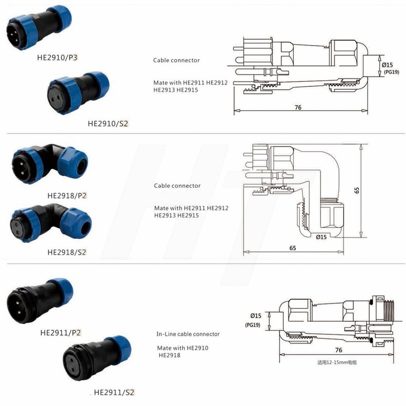 HangTon HE29 6 Pin Power Waterproof Connector 25A, Quick Disconnect