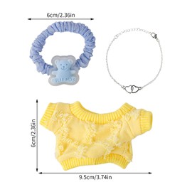 BOXOB Cute Clothes for Doll, Dress Up Clothes for Plush Doll Party Decoration Stylish Yellow and Blue Outfit Chic Style Set with Necklace for Plush Toy Play & Display