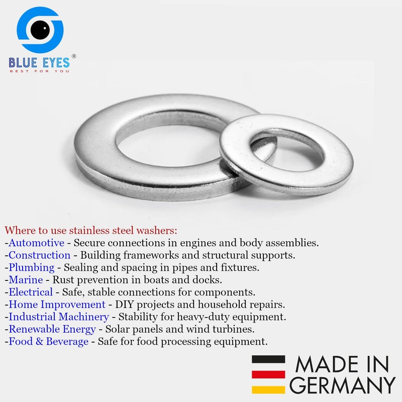 Blue Eyes Flat Washers Made of Stainless Steel DIN 125