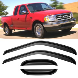 Window Visors Rain Guards for 1997 1998 1999 2000 2001 2002 2003 Ford F150 SuperCab, Window Vent Shade Wind Deflectors for 97 98 99 F250 Light Duty Extended Cab
