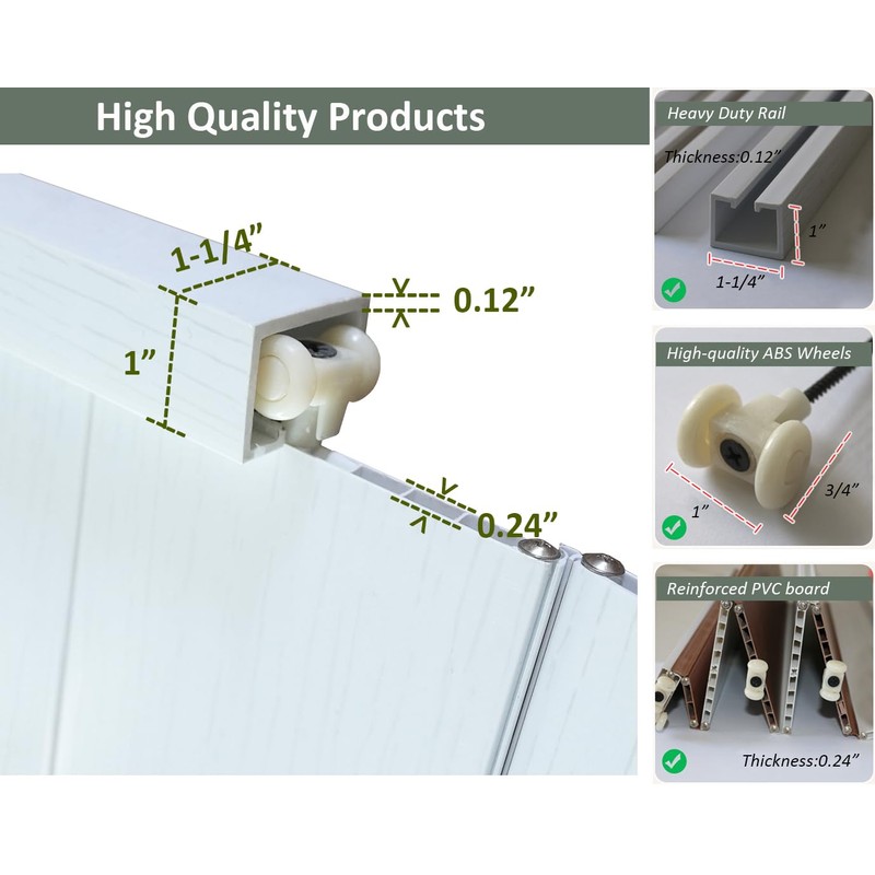 DIYHD 36x80in White Accordion Folding Closet Door, Include Door and