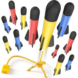 TEMI Rocket Launcher for Kids, 12 Foam Rockets and Launcher Pad, Launch up to 100+ft, Kids Outdoor Toys, Birthday Gift Toys for Kids Boys Girls Age 3 4 5 6 + Years Old