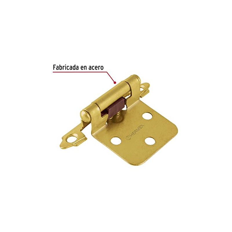 Hermex BIPA-71, Bolsa con 2 bisagras parche de 7cm, latonado