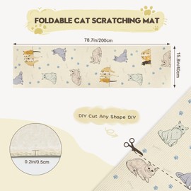 Eunice Cat Scratching Mat 78.7"x15.5", Self-Adhesive Cat Scratch Pad,Trimmable Replacement Cat Climbing Wall,DIY Furniture Protector from Claws Scratching（Khaki）