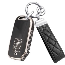 KULCSOK Key Fob Cover fit for KIA EV6 Sportage Plug in Hybrid 2024 2023 2022 TPU Key Cover Case Key Protector Keychain 7 Buttons B Black