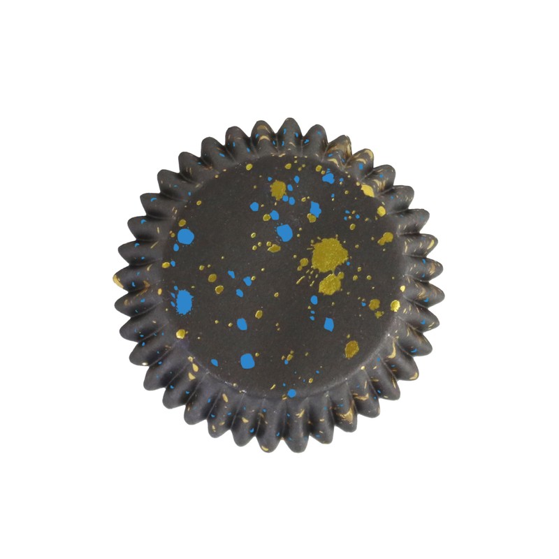 PME Cupcake Cases Foil Lined, Black & Gold Flecks Pk/30