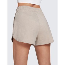 CRZ YOGA Cloud Jersey Sweat Shorts Women 3” High Waisted Dolphin for Casual Athletic Lounge with Pockets Mojave Tan Medium