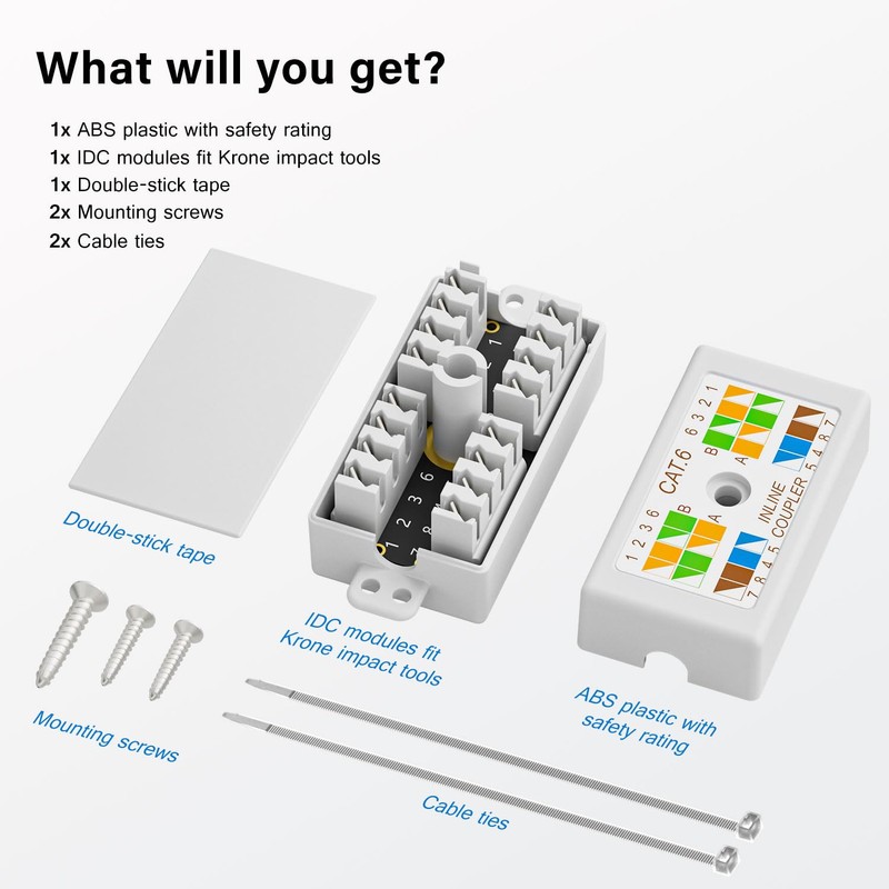 Iwillink 10Gbps Ethernet Junction Box, RJ45 Cat6 Junction Box Connector,
