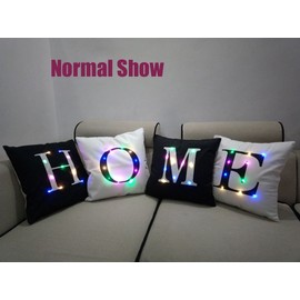 ZUODU Cushion Cover 45cm x 45 cm LED Colorful Flashing Velvet Letter Cushion Cover Pillow Cover Bar Use Party Use Festival Use Gift Use18”x18” or 45cm x 45cm 1pc (M)