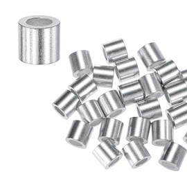 M METERXITY 50-Pack Aluminum Crimping Loop Sleeves, 6mm 1/4" Round Barrel Wire Rope Sleeves Cable Ferrule for Wire Rope/Cables Crimping Loop Sleeve