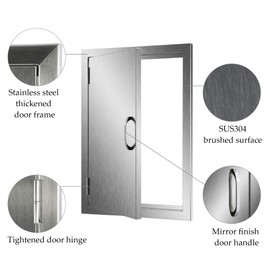 CO-Z Upgraded Outdoor Kitchen Doors, 304 Stainless Steel Single Access BBQ Door for Outdoor Kitchen, Grilling Station, Outside Cabinet, Barbeque Grill, Built-in SS BBQ Island Door (14" x 20")