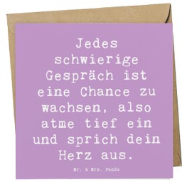 Mr. & Mrs. Panda Deluxe Karte Spruch Ein schwieriges Gespräch führen - Geschenk, berufliche Herausforderungen, persönliche Stärkung, Hochwertige