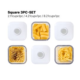 VAKUEN Premium Airtight Food Storage Containers, Smart One-Click Seal Lid, 100% Leak Proof, Keep Food Fresh Longer, BPA-FREE, SQUARE 3PC-SET, Dishwasher/Freezer & Microwave Safe