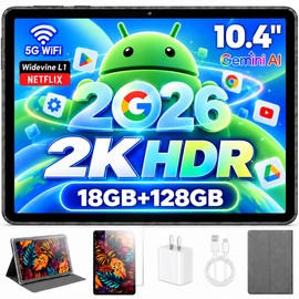 2026 Tablet 2K with Google Play Android 15, 10 inch 1200x2000 18GB 128GB