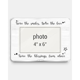 ILSYINH Twins Photo Frame, Twin Dad Mom Gifts, New Dad Mom Gifts, Twin Baby Gift, Twice the Smiles Twice the Love Picture Frame for 4 x 6 Inch Photo
