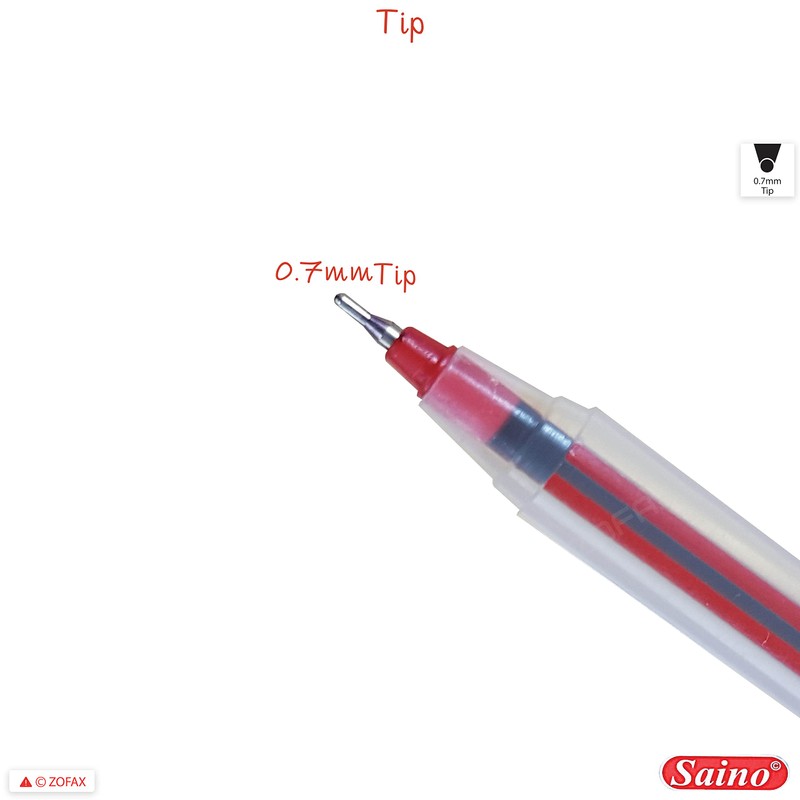 SAINO Fine-X Ballpoint Pens, RED, 0.7mm Fine Point, Pack of