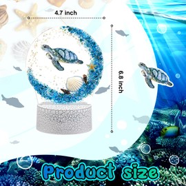 Baquler Ocean Sea Turtle Night Light 3D LED Desk Lamp 16 Color Change Acrylic Sleep Night Light with Remote Beach Vintage Ocean Lamps for Home Bedroom Living Room Bathroom Decor