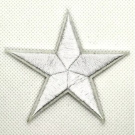 Undisclosed New 2.8" White Star Embroidered Iron On or Sew On Patch 116