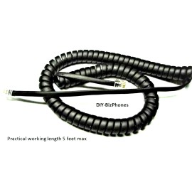 DIY-BizPhones-Polycom-VVX Flat Black 9Ft Handset Cord for Polycom VVX Series Phone Curly Receiver