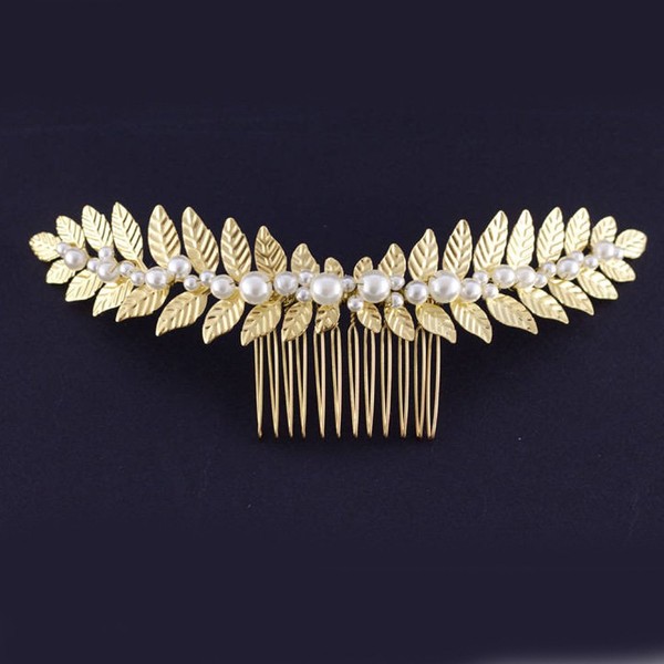 FXmimior Bridal Women Gold Leaves Vintage Wedding Party Crystal Rhinestone Hair Comb Hair Accessories Wedding Headpiece