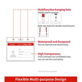 Turxayox 100 Pack Horizontal Clear ID Badge Holder, Plastic Name Badge Holders, Key Card Protector Cover Sleeve with Waterproof Resealable Zipper for Nurses Lanyard, Work I'd