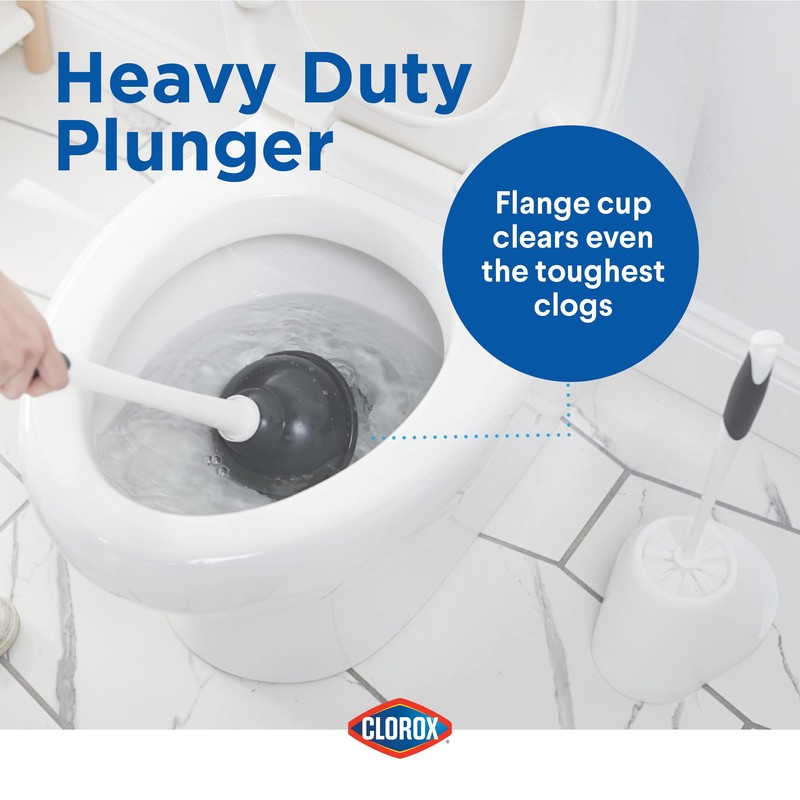 Clorox Toilet Plunger and Bowl Brush Combo with Caddy, 6.75