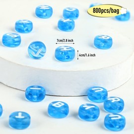 Naler 800pcs Letter Beads 6mm Beads for Bracelets Making Acrylic Letter Beads Alphabet Beads Round A-Z Assorted Beads Spacer Bead for Jewelry Making Finding Art Craft DIY Decoration, Blue