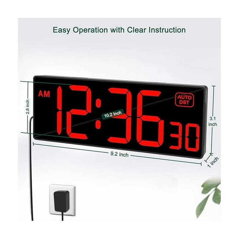 Soobest Led Digital Wall Clock With Seconds, Electric Clock Plug