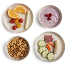 Grow Forward Bamboo Kids Plates and Bowls Sets - 8-Piece Dishwasher Safe Non Toxic Plates for Kids - Reusable Eco Friendly BPA Free Dishes Dinnerware Sets for Children - Arctic