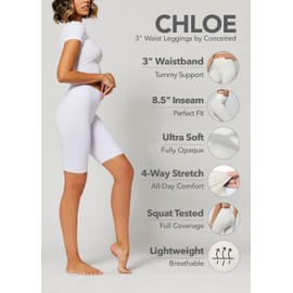 Conceited Biker Shorts Women - Soft - High Waist Tummy Control - Essential - Regular and Plus Size - Super White - Large - X-Large