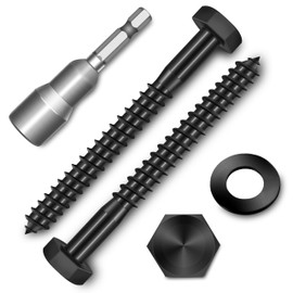 (12-Set) 5/16 x 3 Lag Bolts, Stainless Steel Heavy Duty Hex Head Lag Screws for Wood, Commercial/Industrial Grade 5/16 Bolts, Mounting Screws Bolts Kit, Black Oxided by Marysino