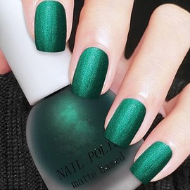 Matte Green Glitter Nail Polish, Dark Green Nail Polish Quick Dry, Matte Nail Polish Green, Velvet Emerald Green Nail Polish for Women & Men, Shimmery Forest Green Nail Polish