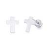 Wellingsale 14K White Gold Polished Cross Stud Earrings With Screw