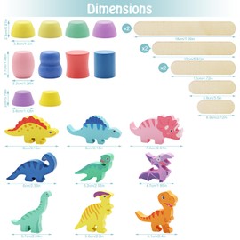 LONTOM Wooden Building Blocks for Kids, Cute Dinosaur Blocks Sorting & Stacking & Balance Toys, Early Educational Toys for Toddlers Boys and Girls, Building Blocks for Toddlers 3+ Years Old