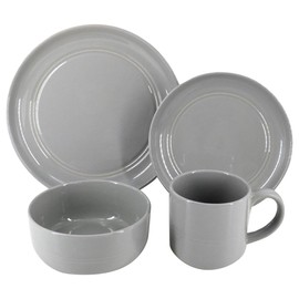 DINNERSET 16PCS GREY STONEWARE RIDGE