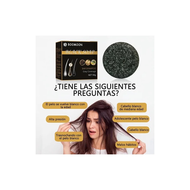3 Piezas Negro Champú Y Jabón Neutral Para Cabello Limpio