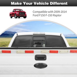 CheroCar for F150 Tailgate Emblem Cover Trim, Rear Trunk Logo Back Badge Decoration Cover Trim Compatible with 2009-2014 Ford F150 F-150 Raptor,Black…