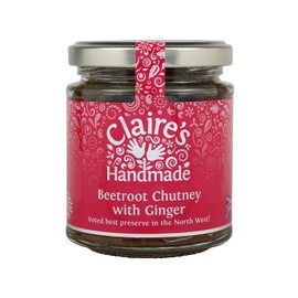 Claire's Handmade - Beetroot Chutney with Ginger (200g) - Award Winning Traditionally Made Earthy Beetroot & Warming Ginger Chutney, Suitable for Vegetarian, Vegan & Gluten Free Diets, GMO Free