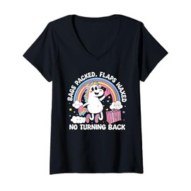 Womens Bags Packed Unicorn Funny Inappropriate Vacation Gifts V-Neck T-Shirt
