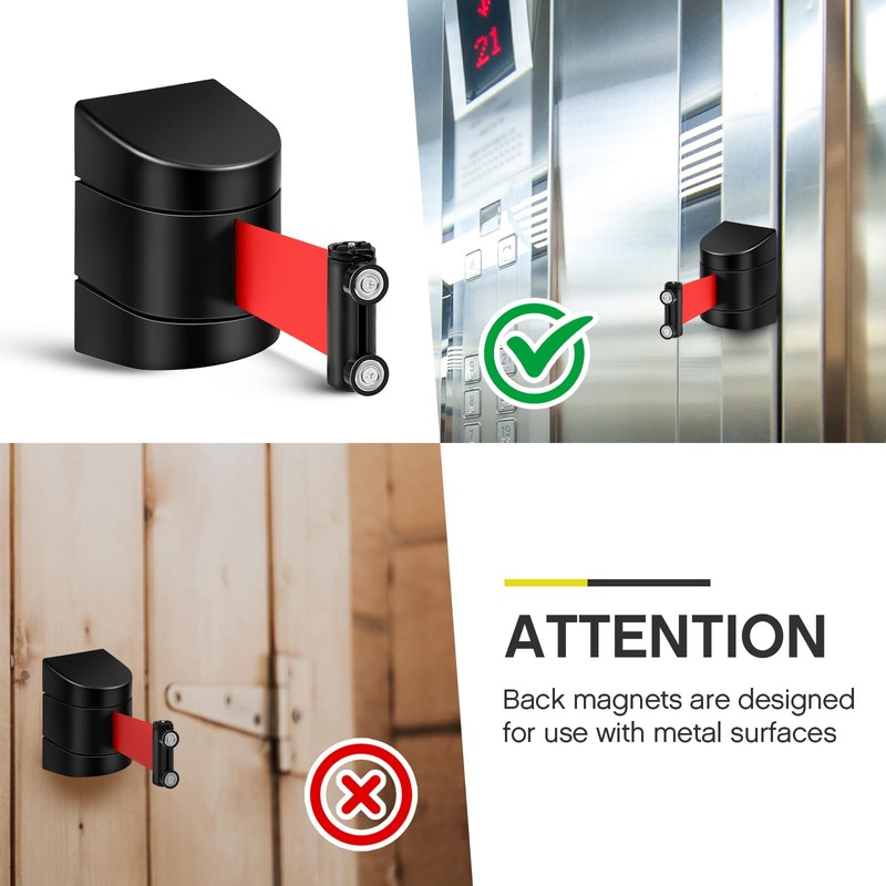 Landical 4 Pack 16.4 ft Magnetic Wall Mount Retractable Belt