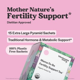 Organic Fertility Tea for Women w Red Raspberry Leaf, Cinnamon Bark, Spearmint & Nettle Leaf, Chamomile & Red Clover | 15 Pyramid Sachet