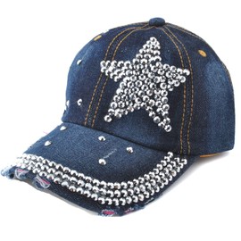 Elonmo Bling Hat - Jeans Ajustables para Mujer, diseño de Gorra de béisbol, Star-5#, Talla única/Ajustable