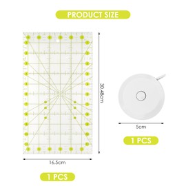 1 Acrylic Patchwork Ruler And 1 Portable Tape Measure, Measuring Tools, Mini Tape Measure, Sewing Ruler, Diy Sewing Tools