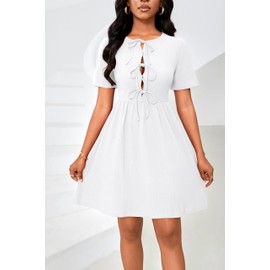 FANDEE Vestido Blanco Elegante para Mujer White Dresses for Women Dinner,Communion,Business,Holiday,Concert M