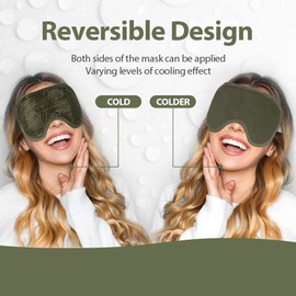 NEWGO Hot Eye Mask Cordless Cooling Eye Mask for Hot and Cold Use Sleeping Gel Eye Mask Reusable Washable - Dark Green
