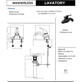 Designers Impressions 654685 Oil Rubbed Bronze Single Handle Lavatory Bathroom Vanity Faucet - Bathroom Sink Faucet with Matching Pop-Up Drain Trim Assembly