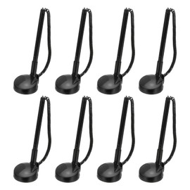 PATIKIL 8 Pcs Secure Pen with Adhesive Chain and Security Pen Holder, Reception Counter Pens Desktop Pen Black Ink Refills for Desk Workplace Office Home Supplies, Round Base, Pure Black