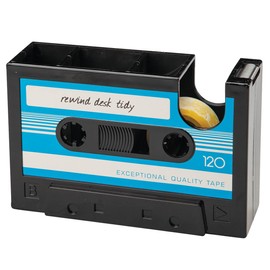 Retro Cassette Tape Dispenser and Desk Organizer, Crafted with Durable Plastic, Office Décor - Measures 6 3/4" Long x 2" Wide x 4 1/2" High
