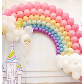 296PCS Rainbow Balloons Arch Garland Kit Macaron 7 Colors Latex Colorful Balloons and Confetti Balloons for Baby Shower Boy Girl Children Kids Birthday Gender Reveal Party Wedding Decorations
